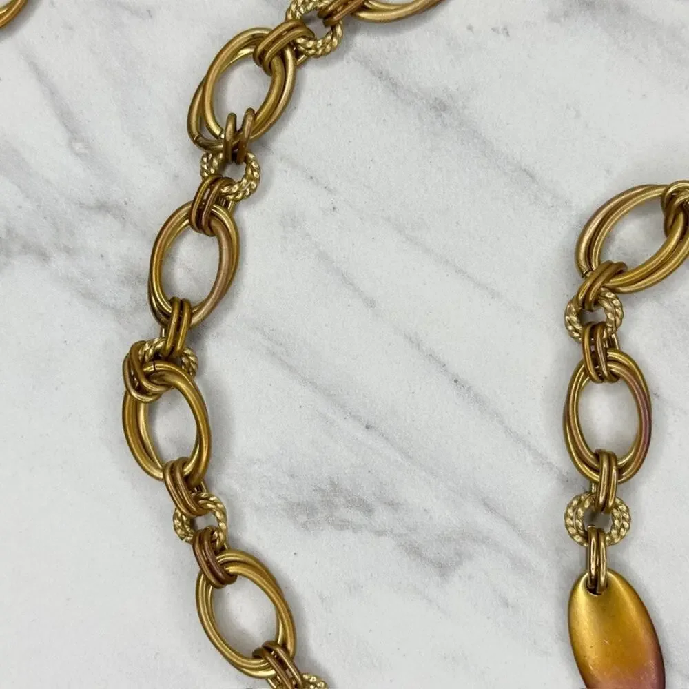 Vintage Gold Oval Link Chain Belt Drop Charm OS ✨